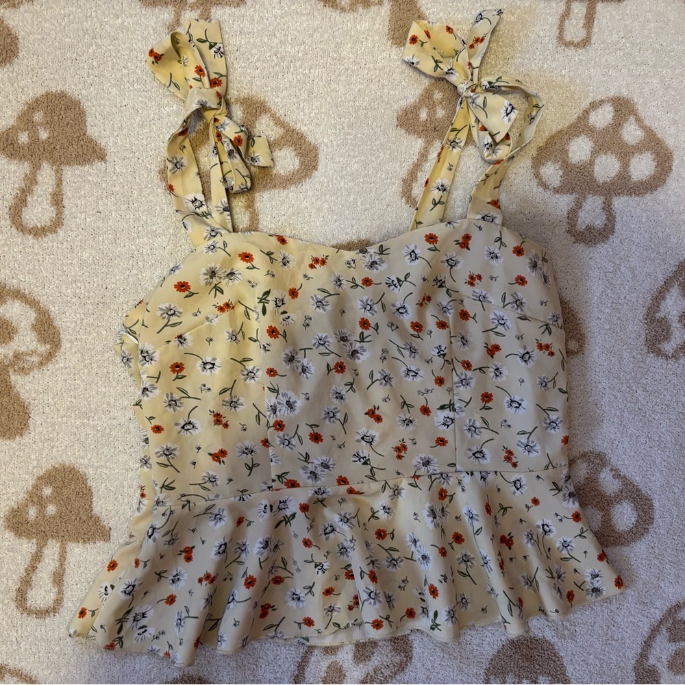 Floral Sleeveless Top with Bow Straps